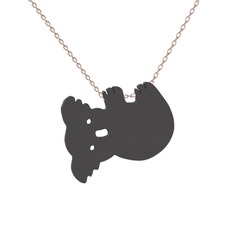 Koala Kolye - 925 ayar siyah rodyum kaplama gümüş kolye (40 cm rose altın rolo zincir) #1fcw0az