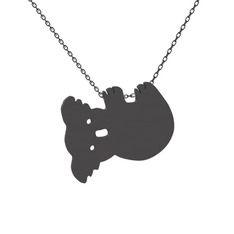 Koala Kolye - 925 ayar siyah rodyum kaplama gümüş kolye (40 cm gümüş rolo zincir) #xiadlj