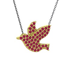 Güvercin Kolye - Rodolit garnet 18 ayar altın kolye (40 cm gümüş rolo zincir) #110bppt