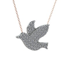 Güvercin Kolye - Pırlanta 14 ayar beyaz altın kolye (0.4224 karat, 40 cm gümüş rolo zincir) #13y8q8a