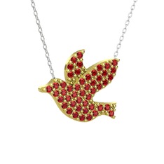 Güvercin Kolye - Garnet 18 ayar altın kolye (40 cm beyaz altın rolo zincir) #158g7n6