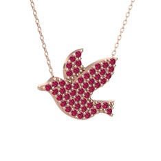 Güvercin Kolye - Rodolit garnet 8 ayar rose altın kolye (40 cm gümüş rolo zincir) #19y3k5k