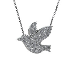 Pırlanta 925 ayar gümüş kolye (0.4224 karat, 40 cm gümüş rolo zincir)