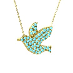 Güvercin Kolye - Akuamarin 14 ayar altın kolye (40 cm altın rolo zincir) #1f8vkpp
