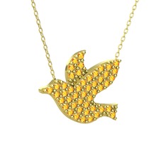 Güvercin Kolye - Sitrin 18 ayar altın kolye (40 cm altın rolo zincir) #1gbppua