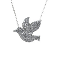 Güvercin Kolye - Pırlanta 925 ayar gümüş kolye (0.4224 karat, 40 cm gümüş rolo zincir) #1gxrwqm