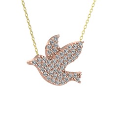 Güvercin Kolye - Swarovski 14 ayar rose altın kolye (40 cm altın rolo zincir) #1juyk4y