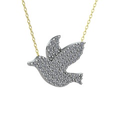 Güvercin Kolye - Pırlanta 8 ayar beyaz altın kolye (0.4224 karat, 40 cm altın rolo zincir) #1q7u0da