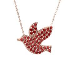 Güvercin Kolye - Garnet 18 ayar rose altın kolye (40 cm rose altın rolo zincir) #1umyyo3