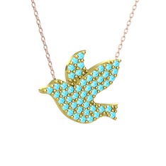 Güvercin Kolye - Akuamarin 18 ayar altın kolye (40 cm gümüş rolo zincir) #1wnxi4k