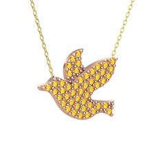 Sitrin 18 ayar rose altın kolye (40 cm gümüş rolo zincir)