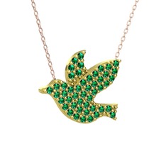 Güvercin Kolye - Yeşil kuvars 18 ayar altın kolye (40 cm rose altın rolo zincir) #1yzhmap