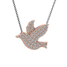 Güvercin Kolye - Swarovski 18 ayar rose altın kolye (40 cm gümüş rolo zincir) #62l1f7
