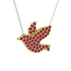 Güvercin Kolye - Rodolit garnet 18 ayar altın kolye (40 cm beyaz altın rolo zincir) #8xh5sm