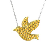 Sitrin 18 ayar altın kolye (40 cm beyaz altın rolo zincir)