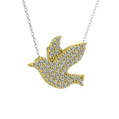 Güvercin Kolye - Swarovski 18 ayar altın kolye (40 cm beyaz altın rolo zincir) #c0wrnu