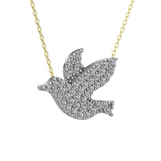 Güvercin Kolye - Swarovski 8 ayar beyaz altın kolye (40 cm altın rolo zincir) #dsnof5