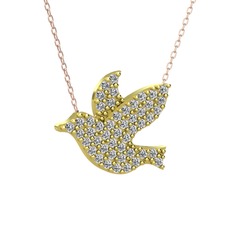 Güvercin Kolye - Swarovski 14 ayar altın kolye (40 cm rose altın rolo zincir) #dulu16