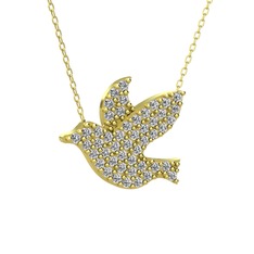 Güvercin Kolye - Swarovski 925 ayar altın kaplama gümüş kolye (40 cm altın rolo zincir) #e2vwgu