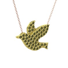 Peridot 14 ayar altın kolye (40 cm rose altın rolo zincir)