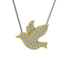 Güvercin Kolye - Swarovski 14 ayar altın kolye (40 cm gümüş rolo zincir) #f4odar