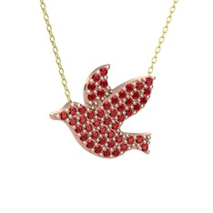 Güvercin Kolye - Garnet 925 ayar rose altın kaplama gümüş kolye (40 cm gümüş rolo zincir) #hnra9v