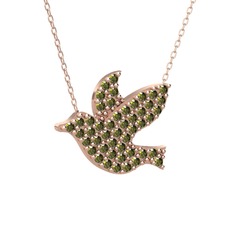 Peridot 8 ayar rose altın kolye (40 cm gümüş rolo zincir)