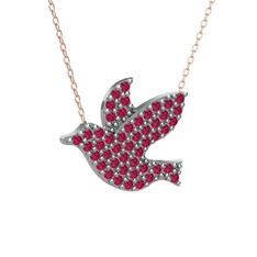 Rodolit garnet 925 ayar gümüş kolye (40 cm gümüş rolo zincir)
