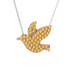 Sitrin 14 ayar rose altın kolye (40 cm beyaz altın rolo zincir)