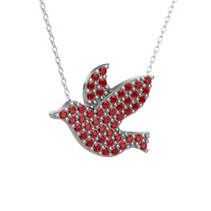 Garnet 925 ayar gümüş kolye (40 cm beyaz altın rolo zincir)