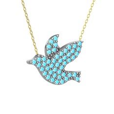 Akuamarin 8 ayar beyaz altın kolye (40 cm altın rolo zincir)