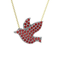 Güvercin Kolye - Garnet 18 ayar beyaz altın kolye (40 cm altın rolo zincir) #wiohr1