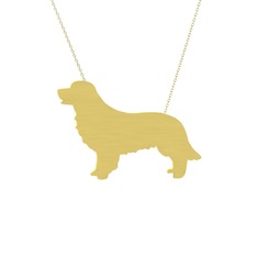 Golden Retriever Köpek Kolye - 925 ayar altın kaplama gümüş kolye (40 cm gümüş rolo zincir) #12uvdys