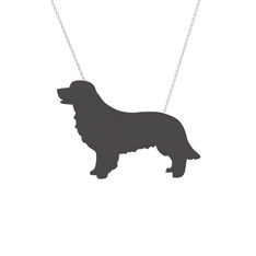Golden Retriever Köpek Kolye - 925 ayar siyah rodyum kaplama gümüş kolye (40 cm rose altın rolo zincir) #13h9bfj