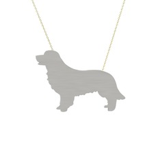Golden Retriever Köpek Kolye - 18 ayar beyaz altın kolye (40 cm altın rolo zincir) #1e2r4l4