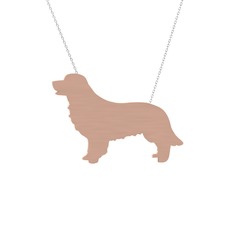 Golden Retriever Köpek Kolye - 18 ayar rose altın kolye (40 cm beyaz altın rolo zincir) #1frz3x0