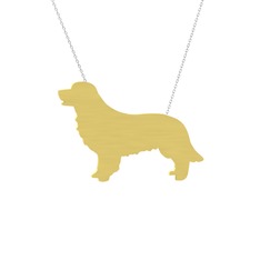 Golden Retriever Köpek Kolye - 8 ayar altın kolye (40 cm beyaz altın rolo zincir) #1gbsxgq