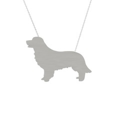 Golden Retriever Köpek Kolye - 8 ayar beyaz altın kolye (40 cm beyaz altın rolo zincir) #1mi85il