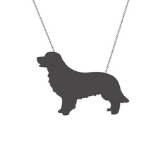 Golden Retriever Köpek Kolye - 925 ayar siyah rodyum kaplama gümüş kolye (40 cm gümüş rolo zincir) #1nuikv