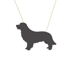 Golden Retriever Köpek Kolye - 925 ayar siyah rodyum kaplama gümüş kolye (40 cm altın rolo zincir) #1tguwtf