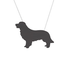 Golden Retriever Köpek Kolye - 925 ayar siyah rodyum kaplama gümüş kolye (40 cm beyaz altın rolo zincir) #1x695s9
