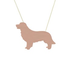 Golden Retriever Köpek Kolye - 8 ayar rose altın kolye (40 cm altın rolo zincir) #b091sz