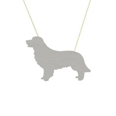 Golden Retriever Köpek Kolye - 8 ayar beyaz altın kolye (40 cm altın rolo zincir) #m96xeb