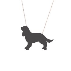 Cavalier King Charles Köpek Kolye - 925 ayar siyah rodyum kaplama gümüş kolye (40 cm rose altın rolo zincir) #12qnx2p