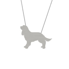 Cavalier King Charles Köpek Kolye - 8 ayar beyaz altın kolye (40 cm gümüş rolo zincir) #17nwqtr
