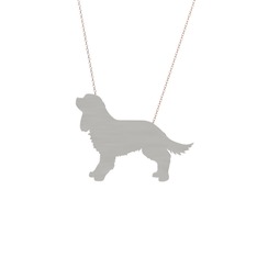 Cavalier King Charles Köpek Kolye - 14 ayar beyaz altın kolye (40 cm rose altın rolo zincir) #1tc9dj