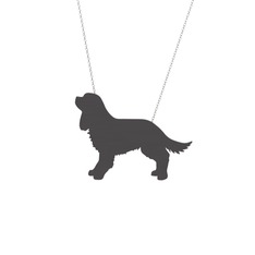 Cavalier King Charles Köpek Kolye - 925 ayar siyah rodyum kaplama gümüş kolye (40 cm gümüş rolo zincir) #s78dp8