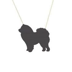 Chow Chow Köpek Kolye - 925 ayar siyah rodyum kaplama gümüş kolye (40 cm altın rolo zincir) #10tbl5v