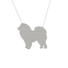 Chow Chow Köpek Kolye - 8 ayar beyaz altın kolye (40 cm beyaz altın rolo zincir) #1evj14k