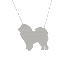 Chow Chow Köpek Kolye - 925 ayar gümüş kolye (40 cm rose altın rolo zincir) #712au1